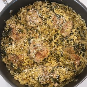 One-Pot Garlic + Lemon Chicken Orzo​